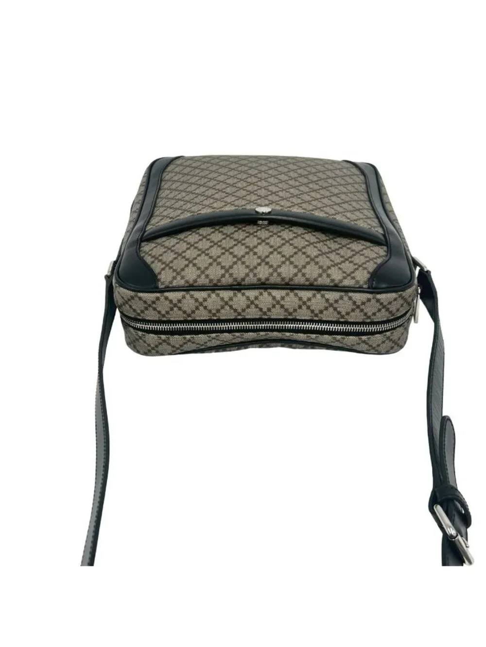 Gucci Diamante Leather Shoulder Bag Crossbody Pochette Cross Beige Black